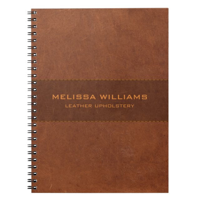 Braunes Leder mit Stich-Effekt Notizblock (Vorderseite)