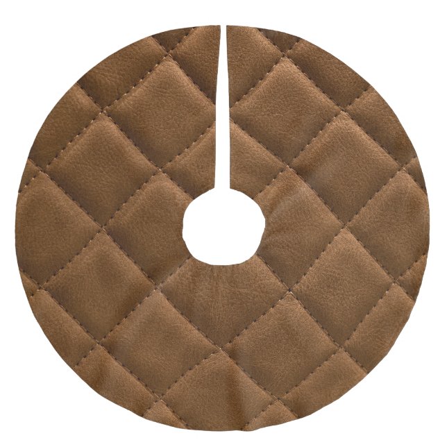 Braunes Leder, Rhombus-Muster zeichnend Polyester Weihnachtsbaumdecke (Vorderseite)