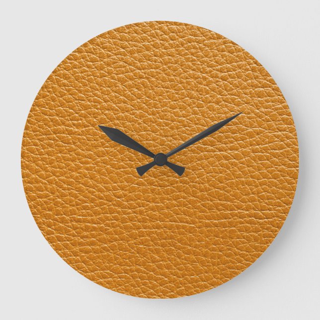 Braunes Leder, Textur-Hintergrund geschlossen. Große Wanduhr (Vorderseite)