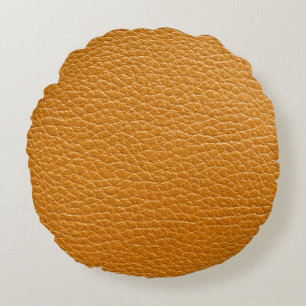 Braunes Leder, Textur-Hintergrund geschlossen. Rundes Kissen