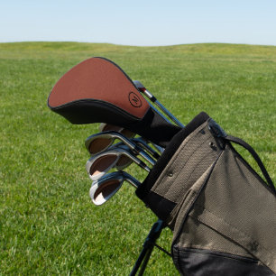Braunes Lederbild mit individuellem Monogramm Golf Headcover