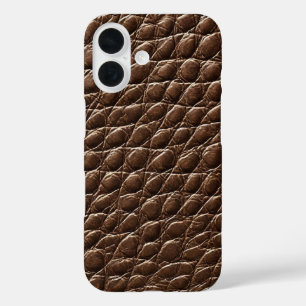 Braunes Ledereffekt-Muster iPhone 16 Hülle