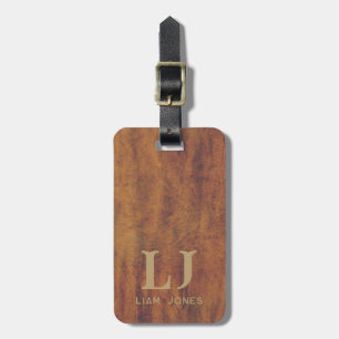 Braunes Ledermonogramm Modern Vintage Gepäckanhänger