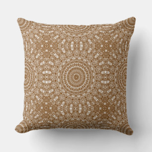 Braunes Mandala-Geometrisches Muster Kissen
