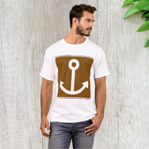 Braunes Marina-Schild mit nautischem Ankersymbol T-Shirt