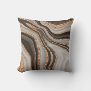 Braunes Marmor Gold Vintage Design Kissen