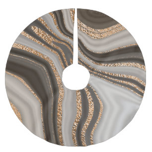Braunes Marmor Gold Vintage Design Polyester Weihnachtsbaumdecke