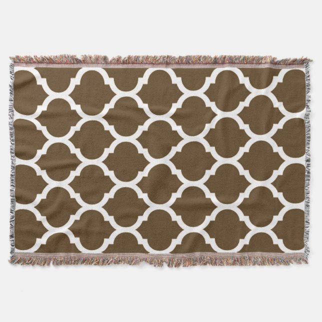 Braunes marokkanisches Quatrefolienmuster Decke (Vorderseite)