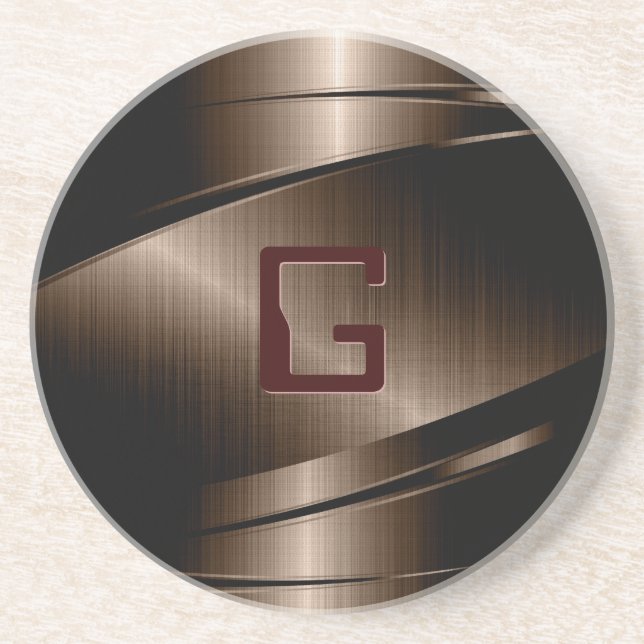 Braunes Metalldesign Gestaltloser Stahllook Untersetzer (Vorne)