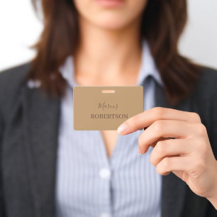 Braunes Monogramm Kalligrafie minimalist professio Ausweis