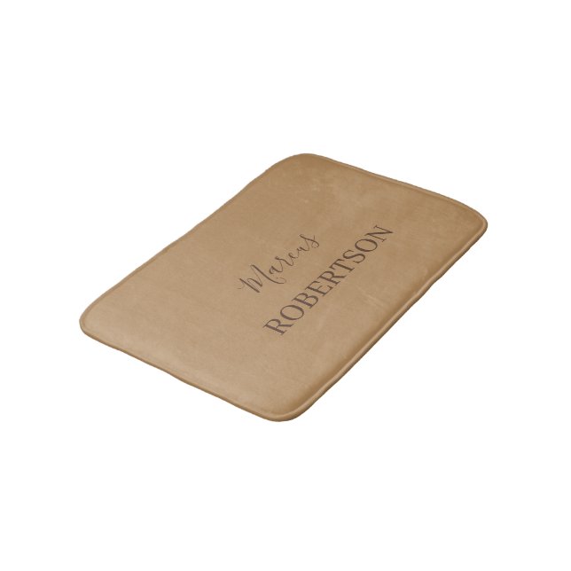 Braunes Monogramm Kalligrafie minimalist professio Badematte (Schrägansicht)