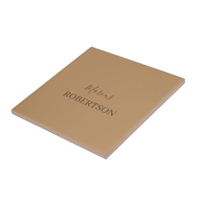 Braunes Monogramm Kalligrafie minimalist professio Fliese (Seite)