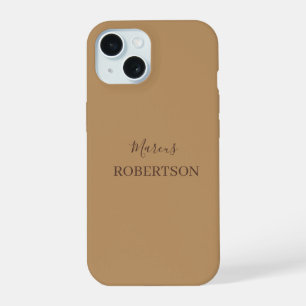 Braunes Monogramm Kalligrafie minimalist professio iPhone 15 Hülle