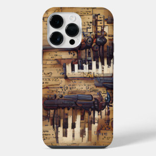 BRAUNES MUSIKALISCHES STEAMPUNK-THEMA iPhone 14 PRO MAX  HÜLLE