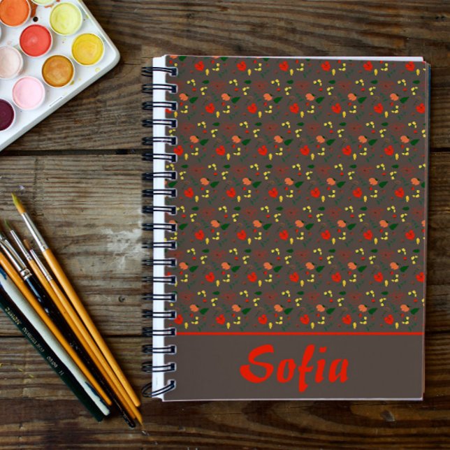 Braunes Muster Blumenmohn Wildblumen Planer (Von Creator hochgeladen)