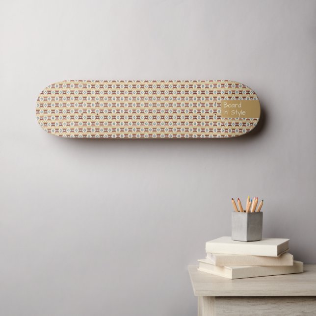Braunes Muster Mexiko-Inspiration, Kleiner Text Skateboard (Wandkunst (Horz))