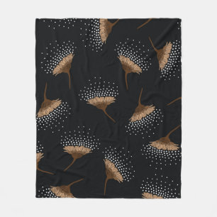 Braunes Muster nahtloser Blume auf schwarzem Hinte Fleecedecke