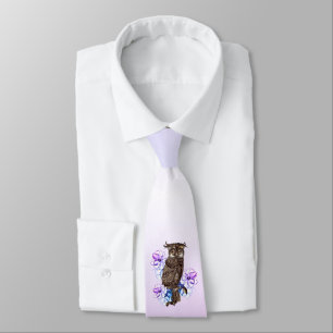 Braunes Owl Purple Blumen Krawatte