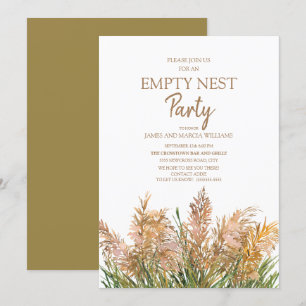 Braunes Pampasgras Grün Weiße Empty Nest Party Einladung