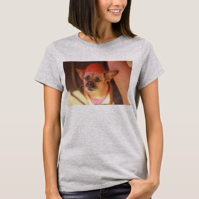 Braunes Party Chihuahua-Hund geschlossen T-Shirt (Vorderseite)