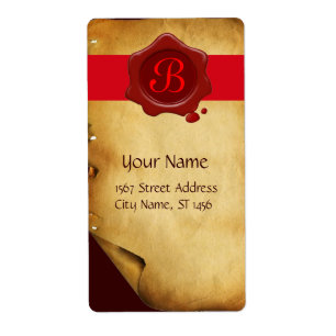 BRAUNES PERGAMENT, ROTE WACHS-SIEGEL-MONOGRAMM