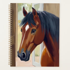 Braunes Pferd Aquarell Tier Land Scheune Planer