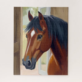 Braunes Pferd Aquarell Tier Land Scheune Puzzle