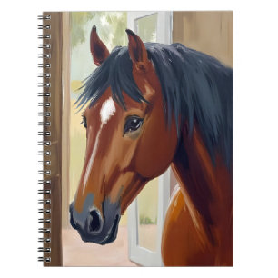 Braunes Pferd Aquarell Tier Landstall Notizblock