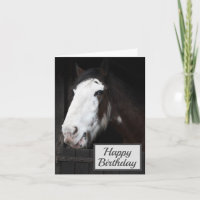 Braunes Pferd auf Farm Happy Falted Geburtstagskar