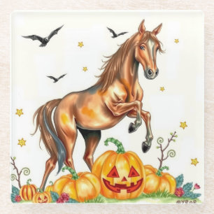 Braunes Pferd Halloween Glasuntersetzer