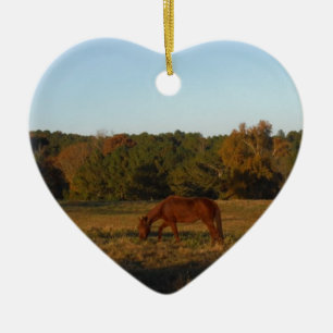 Braunes Pferd in der Sonne Keramik Ornament