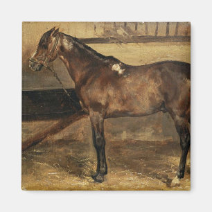 Braunes Pferd in Stallungen Magnet