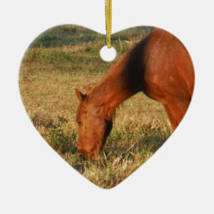 Braunes Pferd mit Pinienbäumen Keramik Ornament