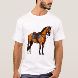 Braunes Pferd mit Sattel T-Shirt