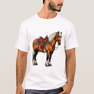 Braunes Pferd mit Sattel T-Shirt
