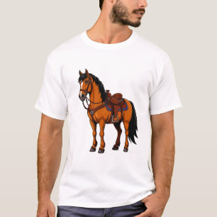 Braunes Pferd mit Sattel T-Shirt