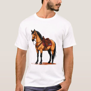 Braunes Pferd mit Sattel T-Shirt