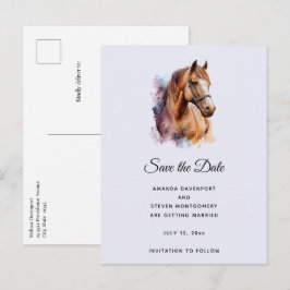 Braunes Pferd Portrait in Wasserfarbe Ankündigungspostkarte