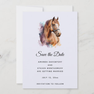Braunes Pferdeschwanz-Portrait bei einer Hochzeit  Save The Date