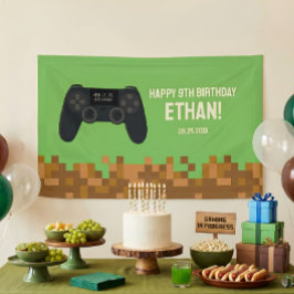 Braunes Pixeliges Gamer-Geburtstagsbanner Banner