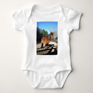 Braunes Pony Türkis Himmel Baby Strampler