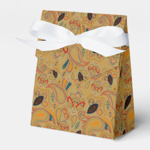 braunes retro-ethnisches vintage-Paisleymuster mit Geschenkschachtel