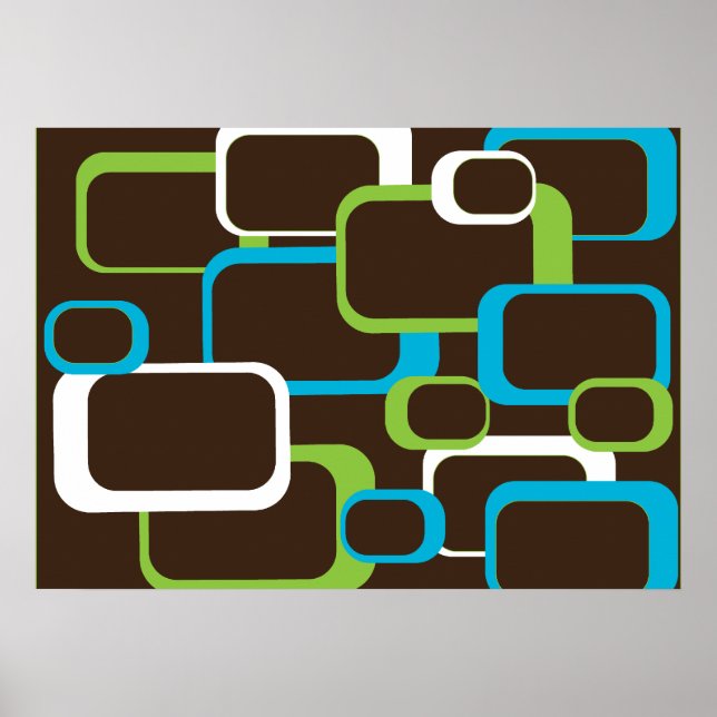 Braunes Retro-Quadrat-Poster Poster (Vorne)