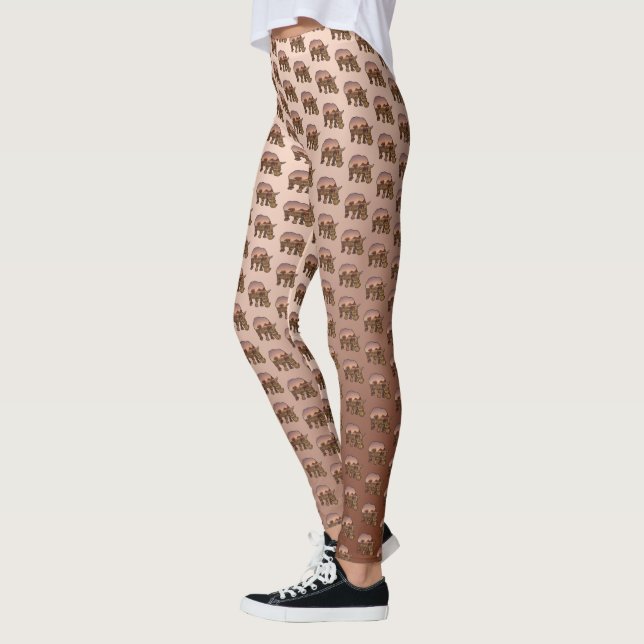 Braunes Rhinoceros-Muster, Leggings (Links)