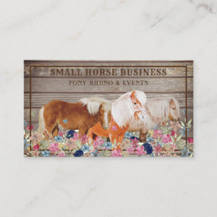 Braunes Rustikales Holz Reitpony Blumenmuster Klei Visitenkarte