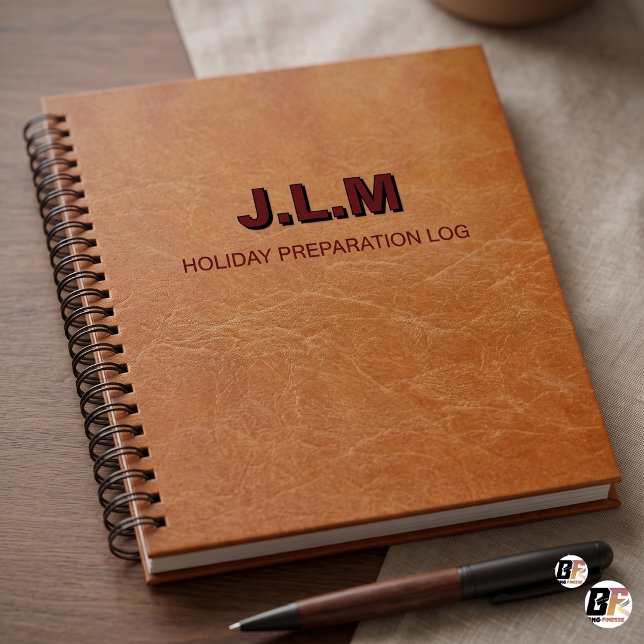 Braunes Sattelleder mit individuellem Monogramm fü Notizbuch (#OrderNow)