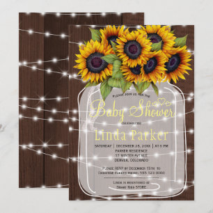 Braunes Scheunenholz rustikales Glas Babyshower Einladung