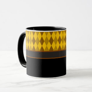 Braunes/schwarzes Band des Golddiamant-Druckes, Tasse