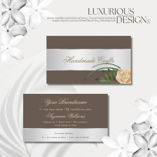 Braunes Silber Dekor Niedliche Rose Blume Elegante Visitenkarte