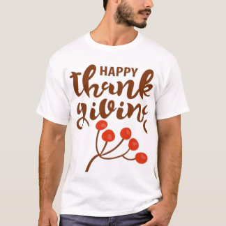 Braunes Skript Frohes Erntedankfest-Text mit Herbs T-Shirt